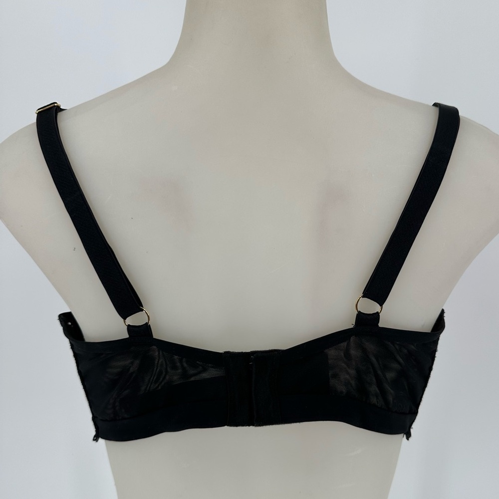Victoria’s Secret Black Lace Gold Logo Very Sexy Uplift Plunge Sz 34DDD - Picture 4 of 12